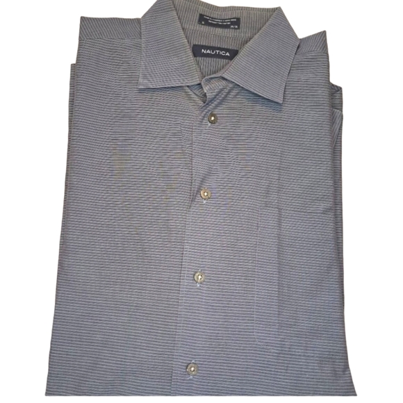 Nautica Striped Button-Down Shirt Neck Size 16 - Picture 1 of 5